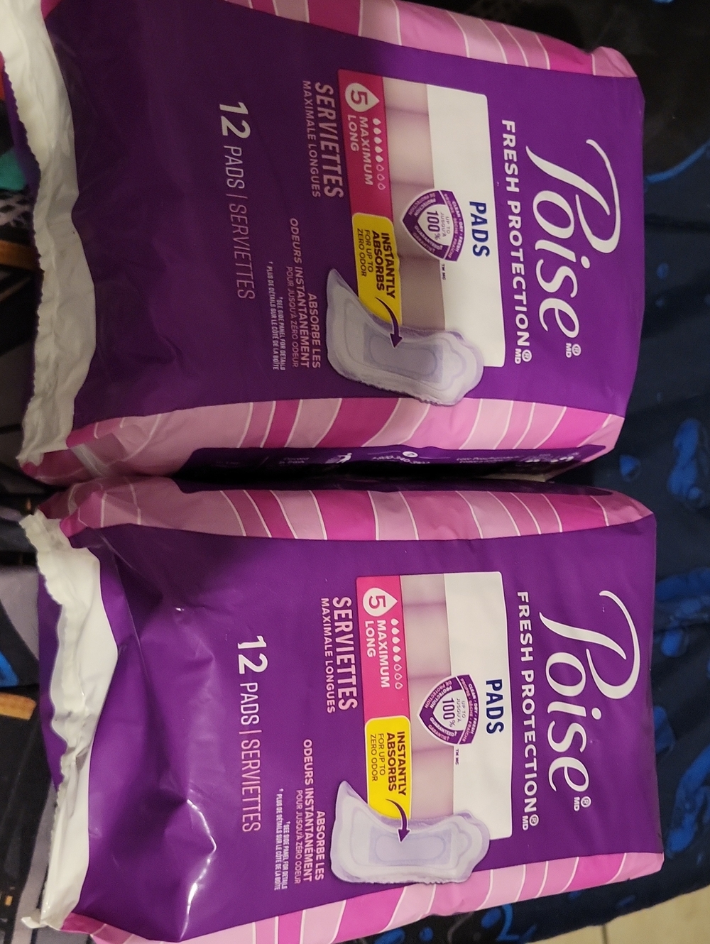 Poise Fresh Protection Pads - Pink & Purple - 12 Count